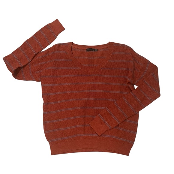 PrAna Milani V-Neck Lightweight Waffle Knit Striped Sweater - Picture 7 of 11